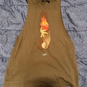Darc Sport Olive Tank Top with Flame Graphic